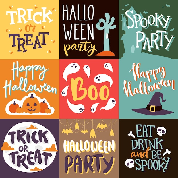 cenografia de ilustração vetorial de cartões de convite de festa de Halloween