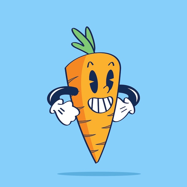 Cenoura Akimbo Pose Personagem De Desenho Animado Mão Desenhando Ilustração Vetorial