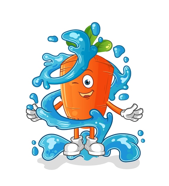 Cenoura fresca com vetor de desenho animado de mascote de água