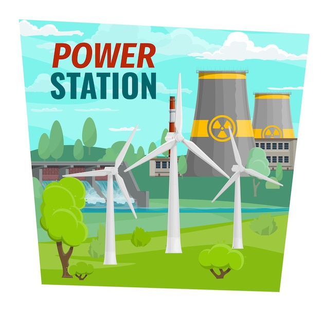 Vetor central elétrica e barragem dos moinhos de vento