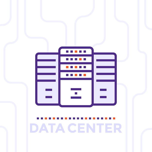Centro de dados, ilustração vetorial de sala de servidores