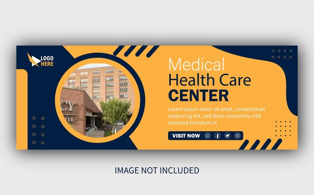 Centro de saúde médico plano design de capa do Facebook ou modelo de banner