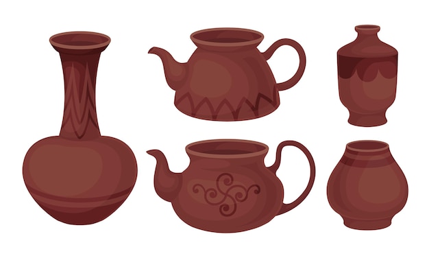Cerâmica ou utensílios de cerâmica com conjuntos vetoriais de ornamentos decorativos
