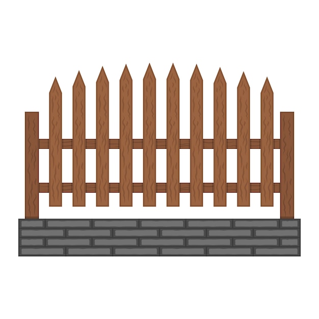 Cerca de madeira com fundação de concreto cerca de tijolos cerca de tábuas de madeira vetor grátis