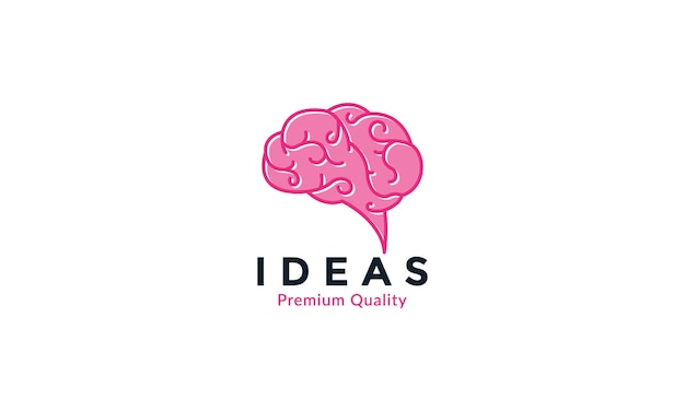 Cérebro pensa linha de mente abstrata design de ilustração de ícone de vetor de logotipo de ideia rosa