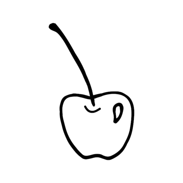 Cereja desenhada à mão única para cartões de saudação cartazes receita design culinário isolado em fundo branco doodle ilustração vetorial