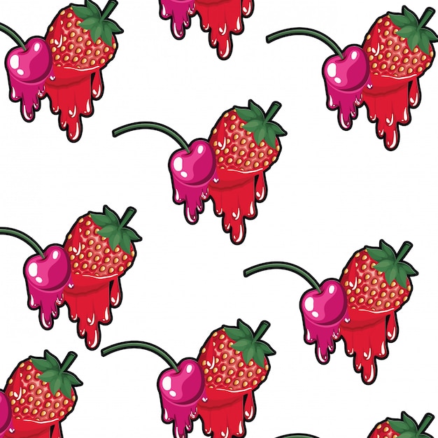 Cereja padrão e morango com gotejamento