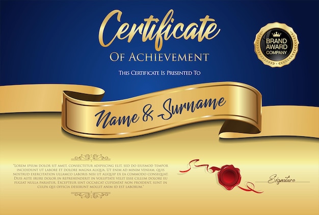 Certificado com selo dourado e borda de desenho colorido