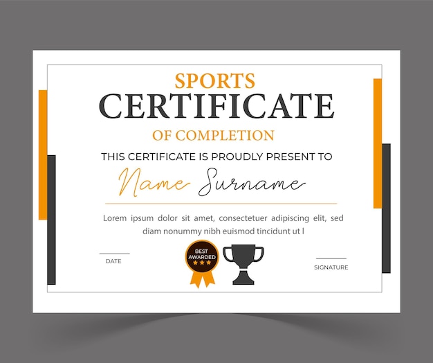 Certificado de conclusão do desporto