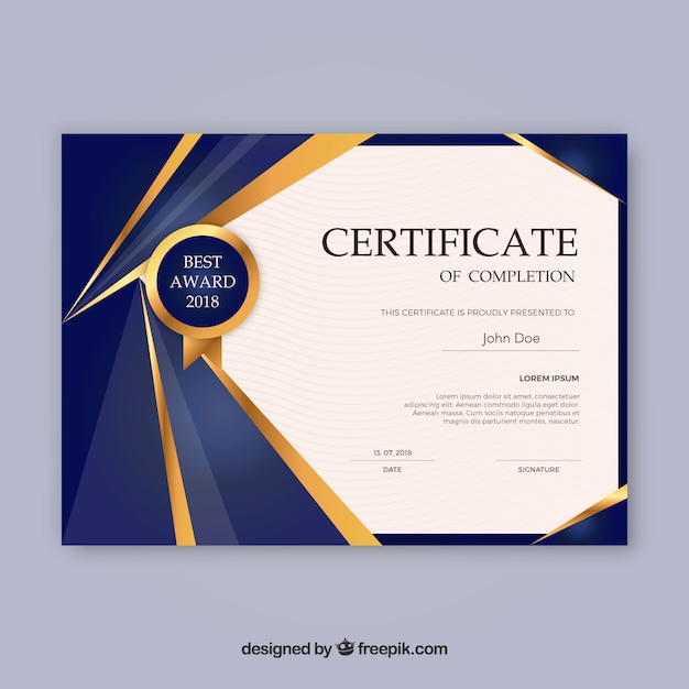 Certificado de design abstrato