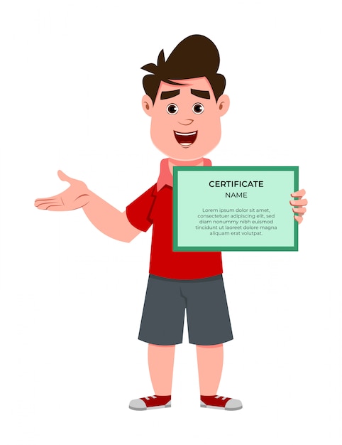 Certificado de exploração de garoto bonito