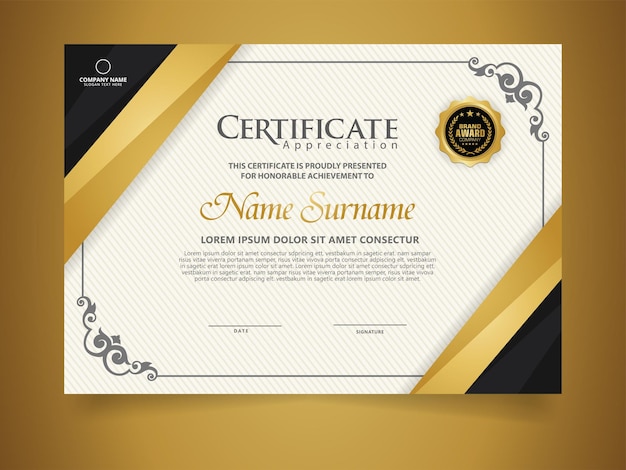 Certificado de projeto profissional Vector