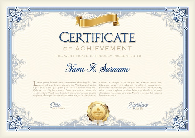 Certificado de realização em vintage frame