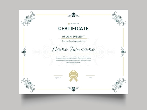 Certificado de Reconhecimento Vintage Frame.