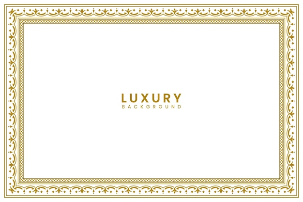 certificado islâmico dourado de luxo, cartão de convite de casamento, padrão de borda, design de moldura retangular