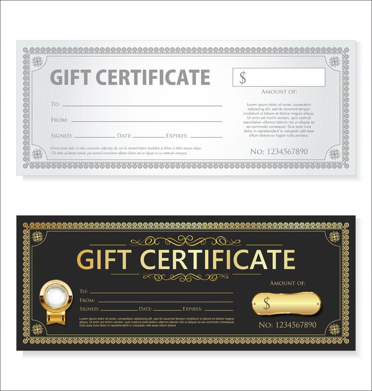 Vetor certificado presente cupom modelo retro vintage design
