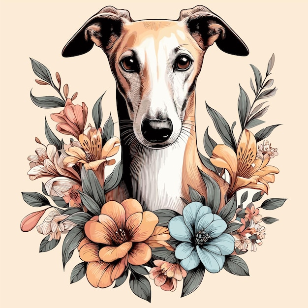 Certo greyhound cão desenho animado vector style fundo branco