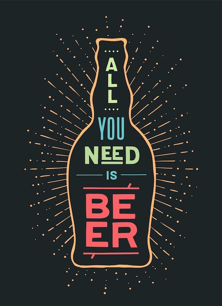 Cerveja. cartaz ou banner com garrafa de cerveja, texto to beer or not to beer