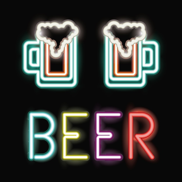 cerveja de néon do ícone de bar