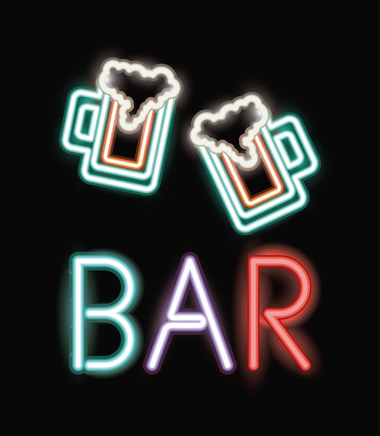 cerveja de néon do ícone de bar