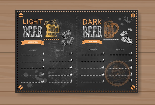 Cerveja menu design para restaurante café pub risquei