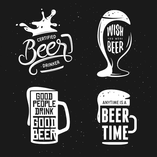 Vetor cerveja relacionados ao conjunto de tipografia. ilustração em vetor vintage letras.