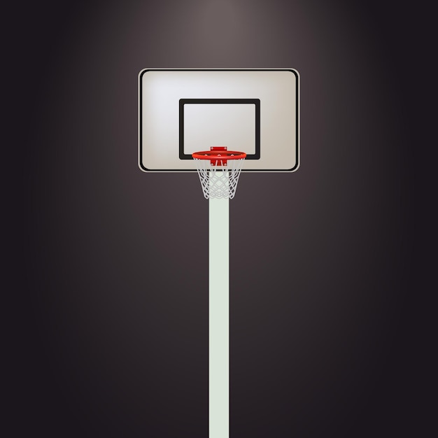 Cesta de basquete com rede isolada em fundo preto ilustração vetorial eps10