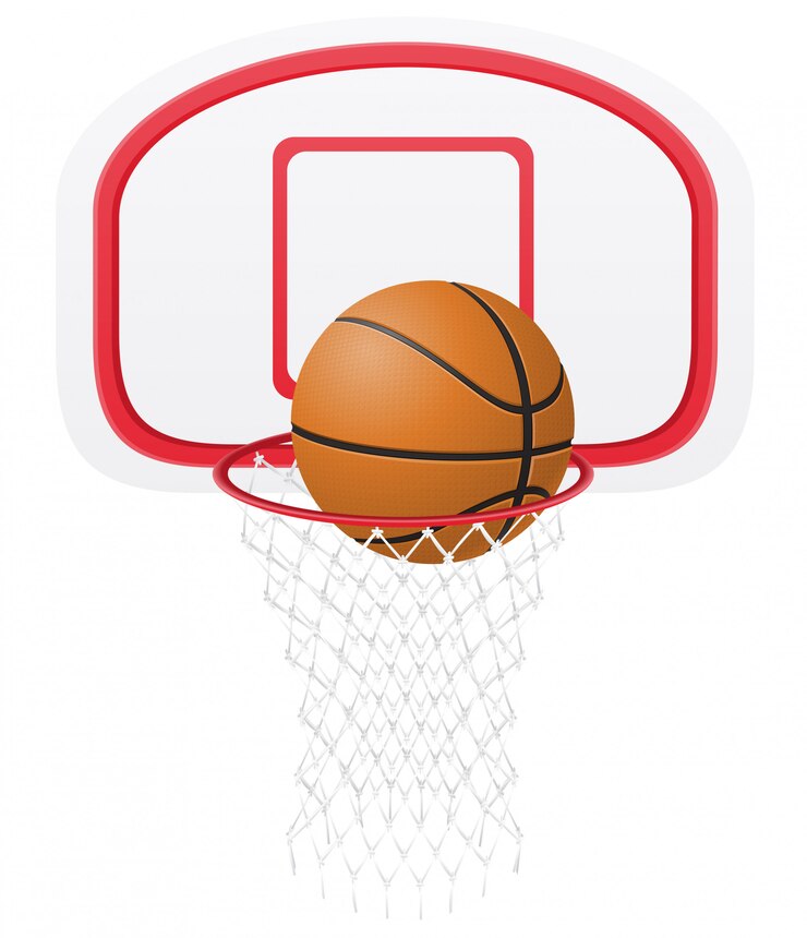 Vetor cesta de basquete e bola