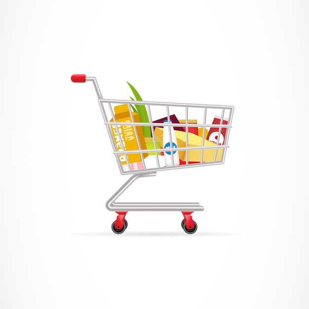 Cesto de compras com produtos