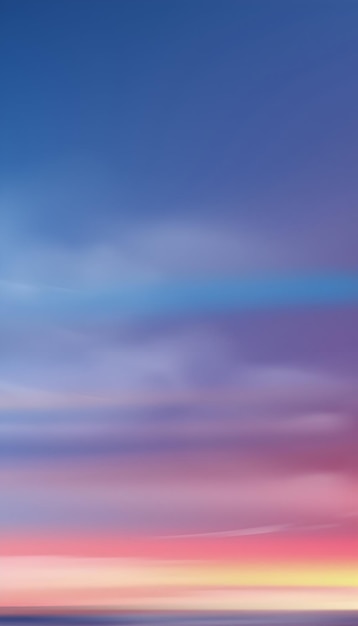 Céu ao pôr-do-sol ou ao nascer do sol com nuvens coloridas e um efeito de gradiente