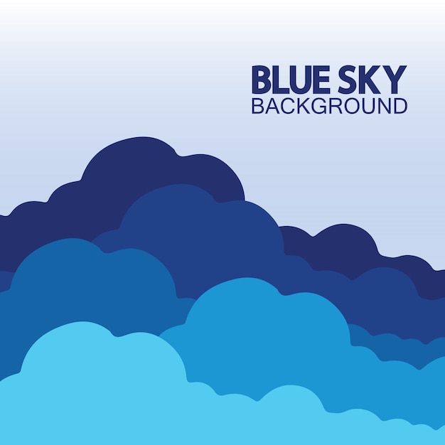 Céu azul com design de ilustração vetorial de fundo de nuvens