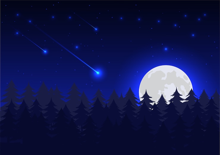 Vetor céu azul com muitas estrelas