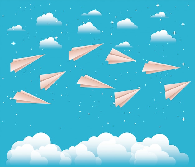 céu com aviões de papel
