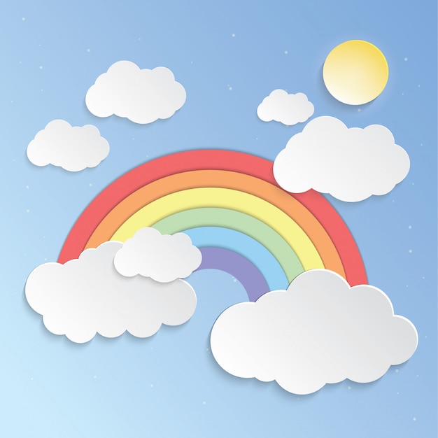 Céu ensolarado e arco-íris