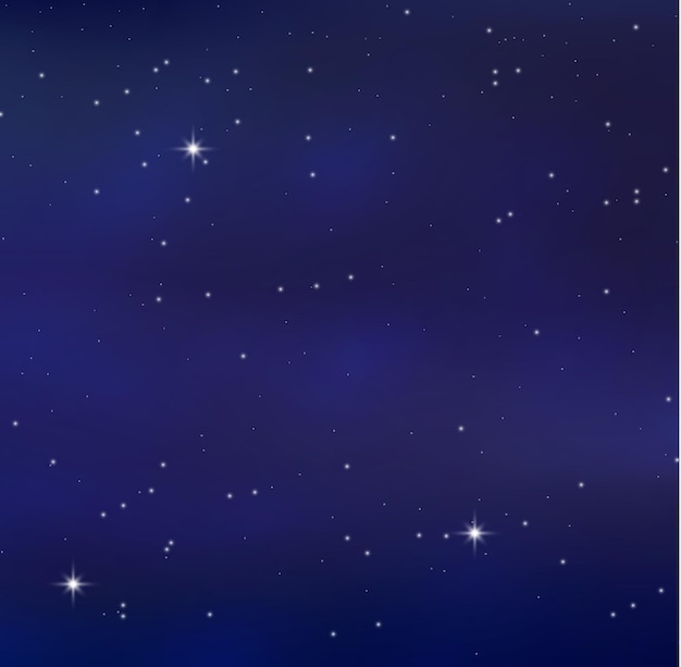 Céu estrelado à noite Fundo azul do cosmos Estrelas do espaço sideral com nebulosa Galaxy cosmos Vector