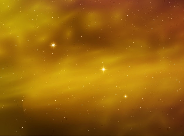 Vetor céu estrelado noturno luz das estrelas no fundo laranja vermelho estrelas espaciais com nebulosa galaxy cosmos vector