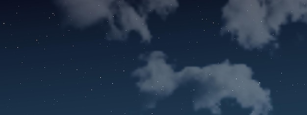 Vetor céu noturno com nuvens e muitas estrelas