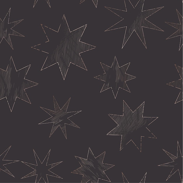 Céu noturno estrelado na moda padrão sem emenda, modelo de fundo vintage mão celestial desenhada de galáxia, espaço, estrelas para design, textura, têxteis, decoração. ilustração em vetor