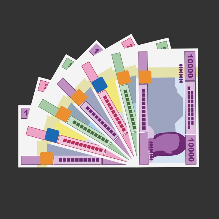 Cfa Franc Beac Vector Illustration Dinheiro da África Central conjunto notas de pacote Dinheiro de papel