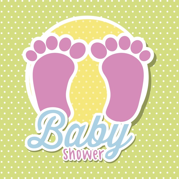 chá de bebê com foots sobre vetor de fundo verde