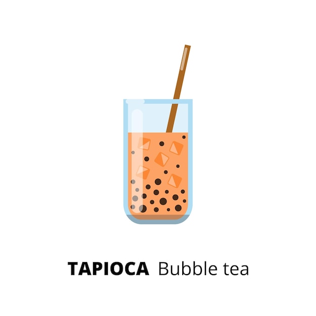 Chá de bolha de tapioca plana em vidro