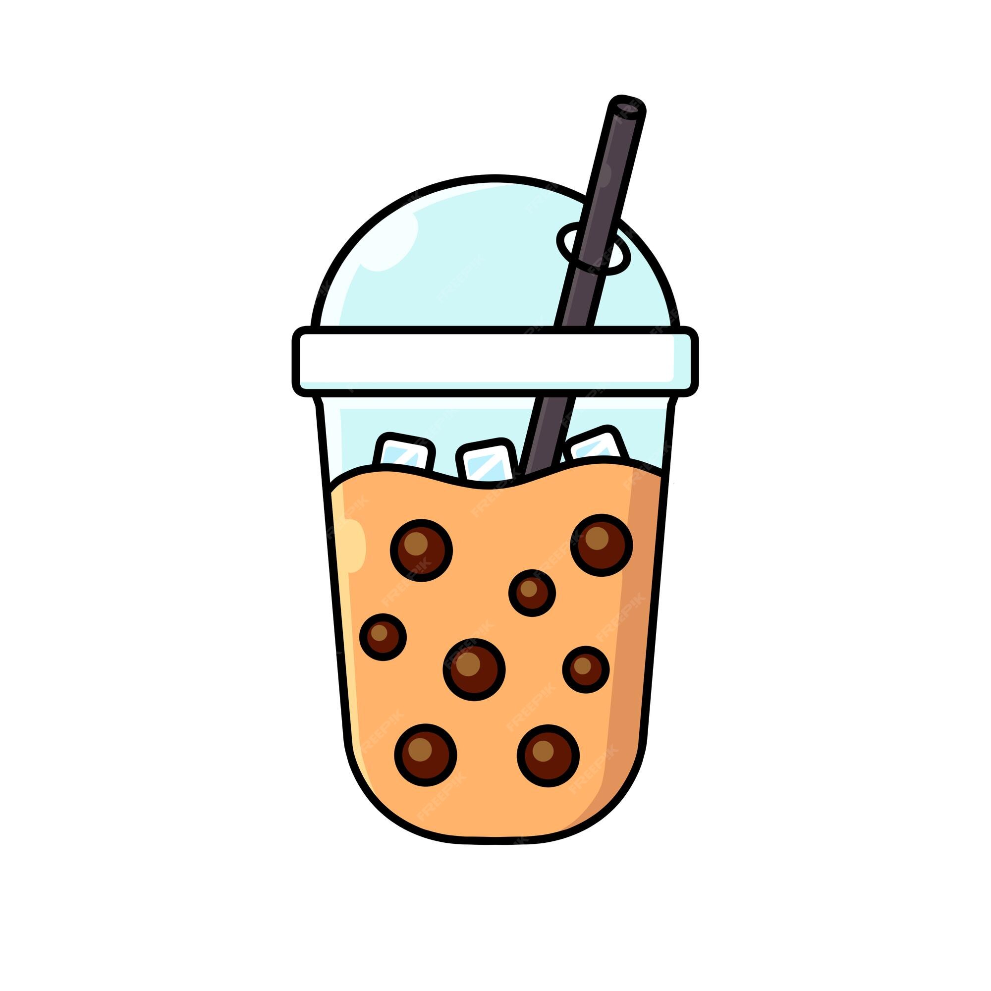 Vetores de Tapioca Plana Do Chá Da Bolha Ilustração Do Logotipo Ilustração  Monocromática Do Kawaii Do Vetor Boba Bonito Do Chá Da Bolha Do Sorriso De  Kawaii Página Da Coloração Desenho Das