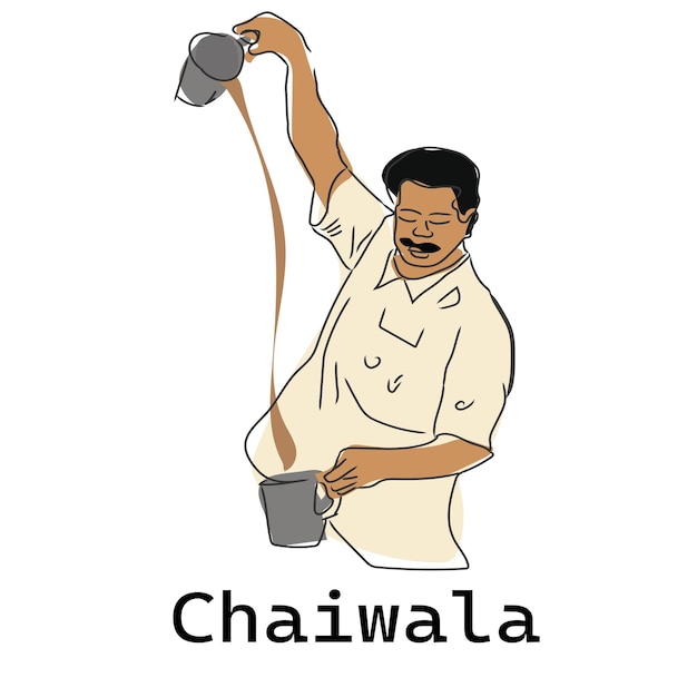 Vetor chaiwala significa cartaz de vendedor de chá, banner, cartaz de chai, chai ou ilustração vetorial de chá