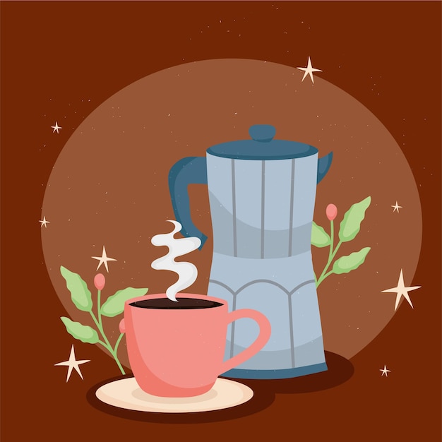 Chaleira e copo de café