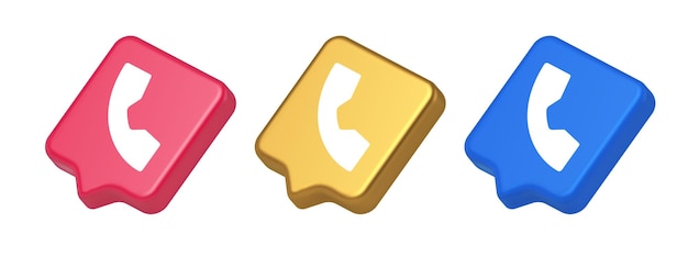 Vetor chamada telefônica contato botão de comunicação de voz projeto de aplicação web ícone realista 3d