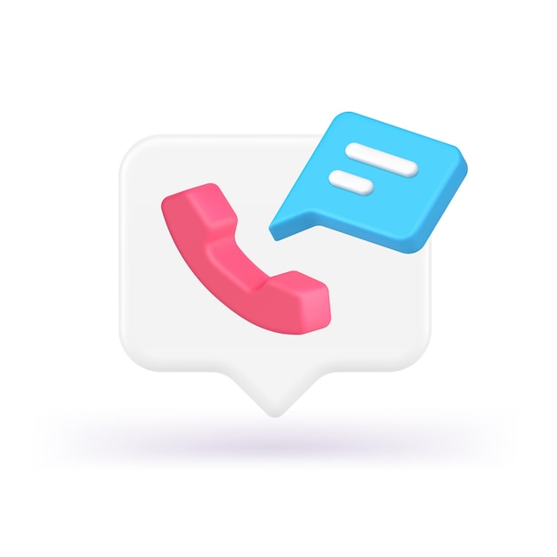 Chamadas telefônicas, bate-papo telefônico, assistência de helpdesk, dicas rápidas, aplicação, ícone 3d, vetor realista.