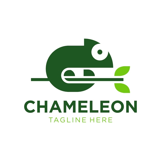 Vetor chameleon logo design ilustração vetorial simples e moderna