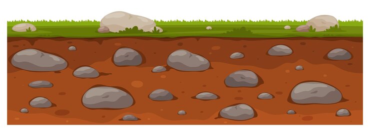 Vetor chão em uma seção com diferentes camadas padrão uniforme com plataformas terrestres para jogos