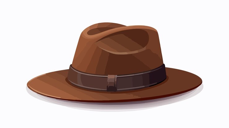 Vetor chapéu castanho elegante isolado em fundo branco ilustração vetorial de desenho animado