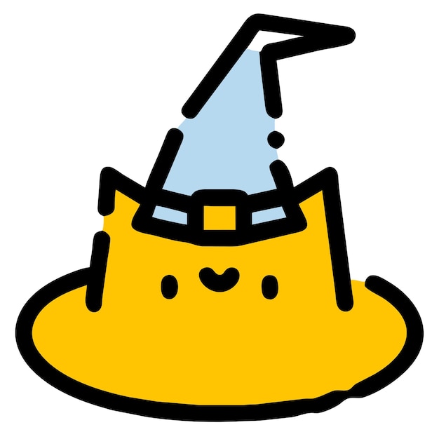 Chapéu de bruxo e feiticeiro desenhado à mão adesivo de desenho animado conceito de ícone ilustração isolada